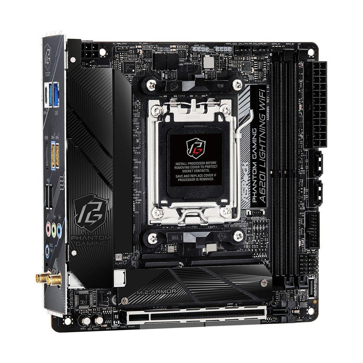 Asrock A620I LIGHTNING WIFI AMD A620 AM5 Mini ITX 2 DDR5 HDMI Wi-Fi 6E 2.5G LAN 2x M.2