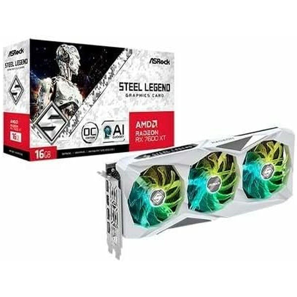 Asrock Steel Legend RX7600XT SL 16GO AMD Radeon RX 7600 XT 16 GB GDDR6 (Asrock RX7600 XT Steel Legend 16GB OC PCIe4 16GB DDR6 H