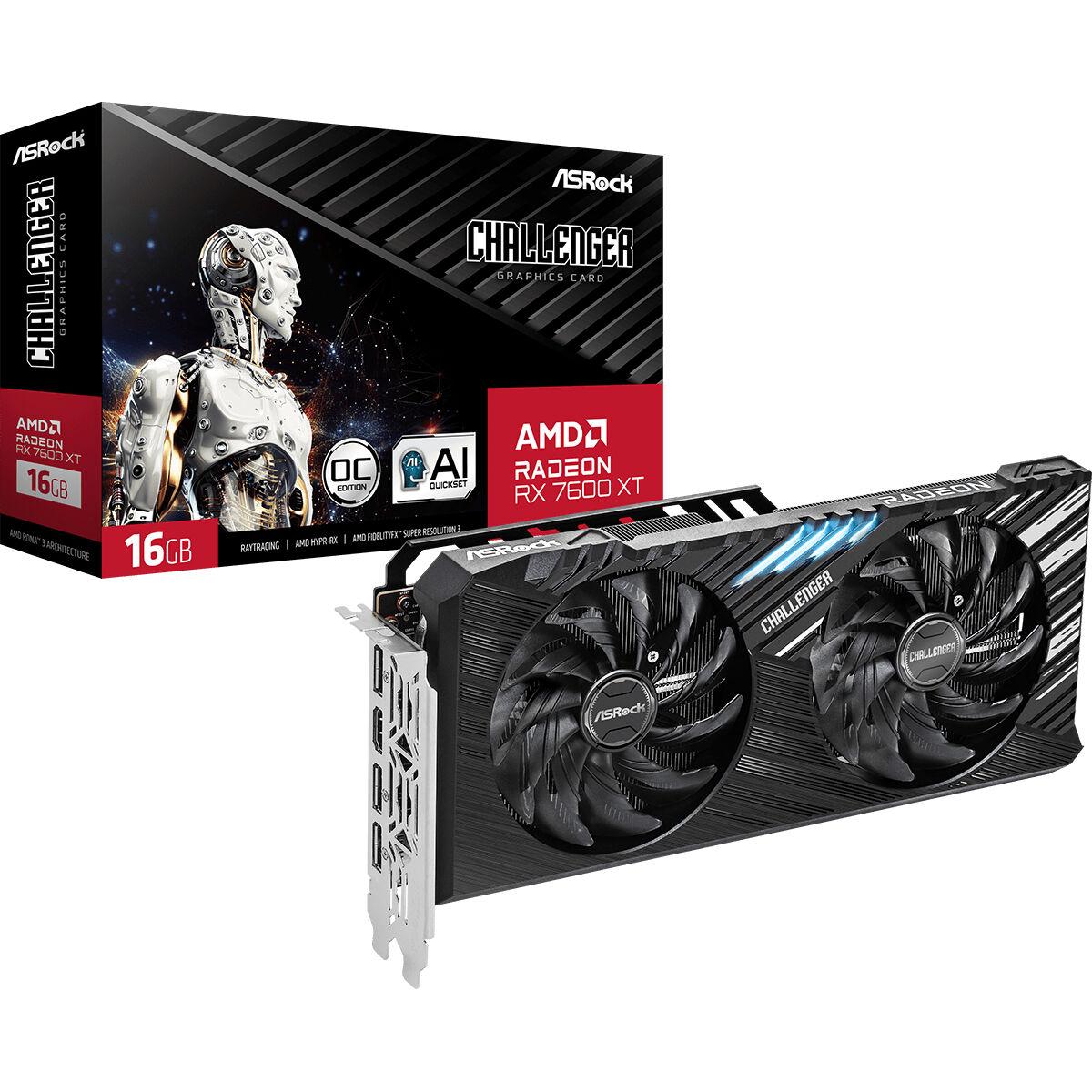 Asrock Challenger RX7600XT CL 16GO AMD Radeon RX 7600 XT 16 GB GDDR6 (Asrock RX7600 XT Challenger 16GB OC PCIe4 16GB DDR6 HDMI