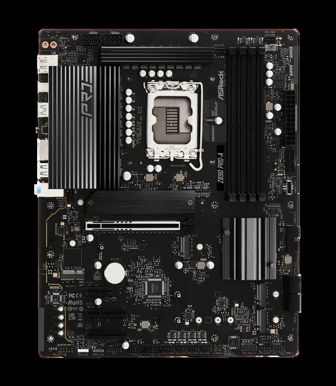 ASRock Z890 PRO-A Intel 1851 Socket Motherboard ATX 4x DDR5 Slots 4x M.2 Sockets 3x USB-C Port 2.5GbE LAN 1x DisplayPort / 1x H