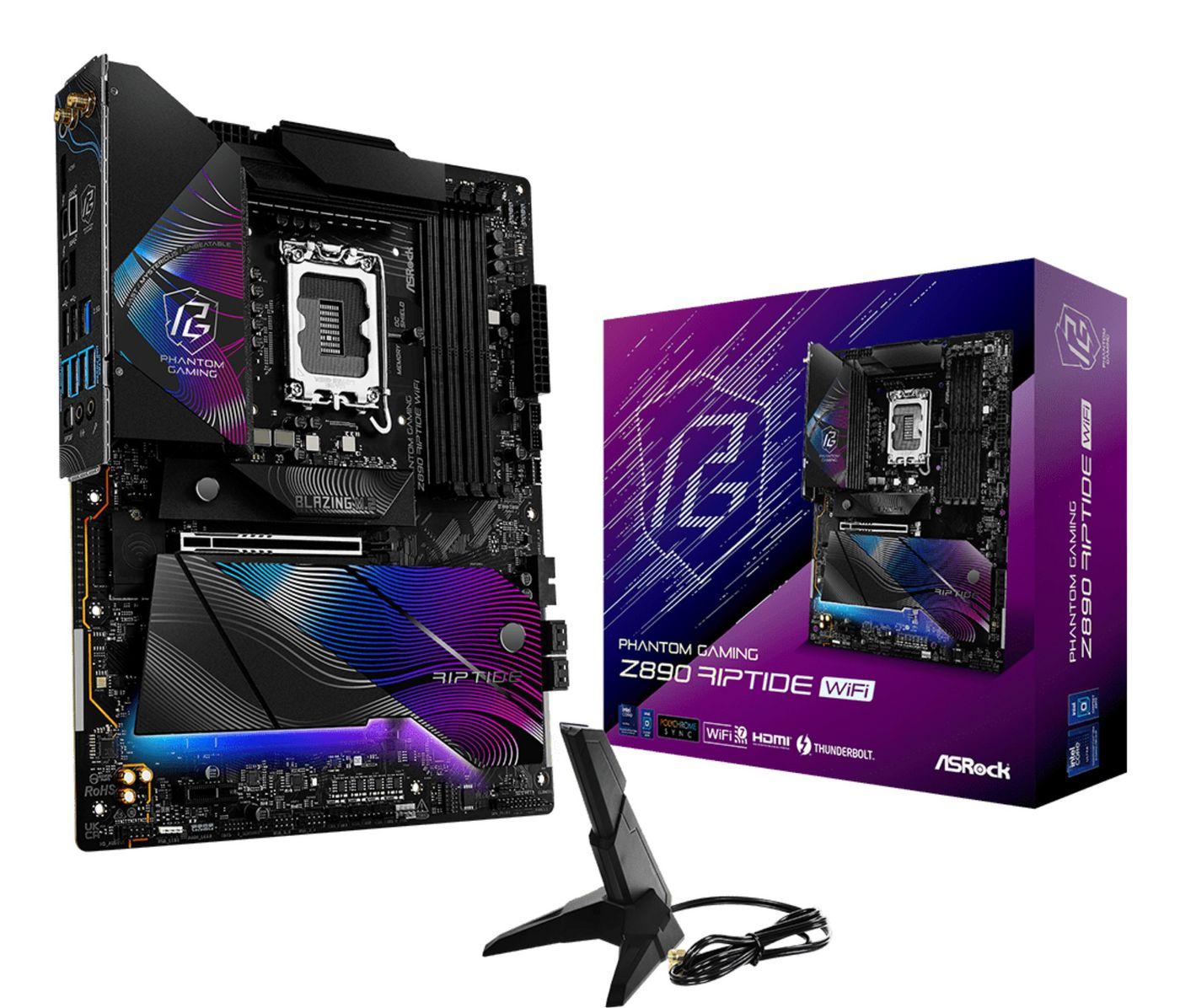 Asrock Z890 Riptide WiFi Intel Z890 LGA 1851 Socket V1 ATX (ASRock Z890 RIPTIDE WIFI PHANTOM GAMING Intel 1851 Socket Motherboa