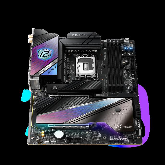 ASRock Z890 NOVA WIFI PHANTOM GAMING Intel 1851 Socket Motherboard ATX 4x DDR5 Slots 6x M.2 Sockets 3x USB-C Port Fitted I/O Sh