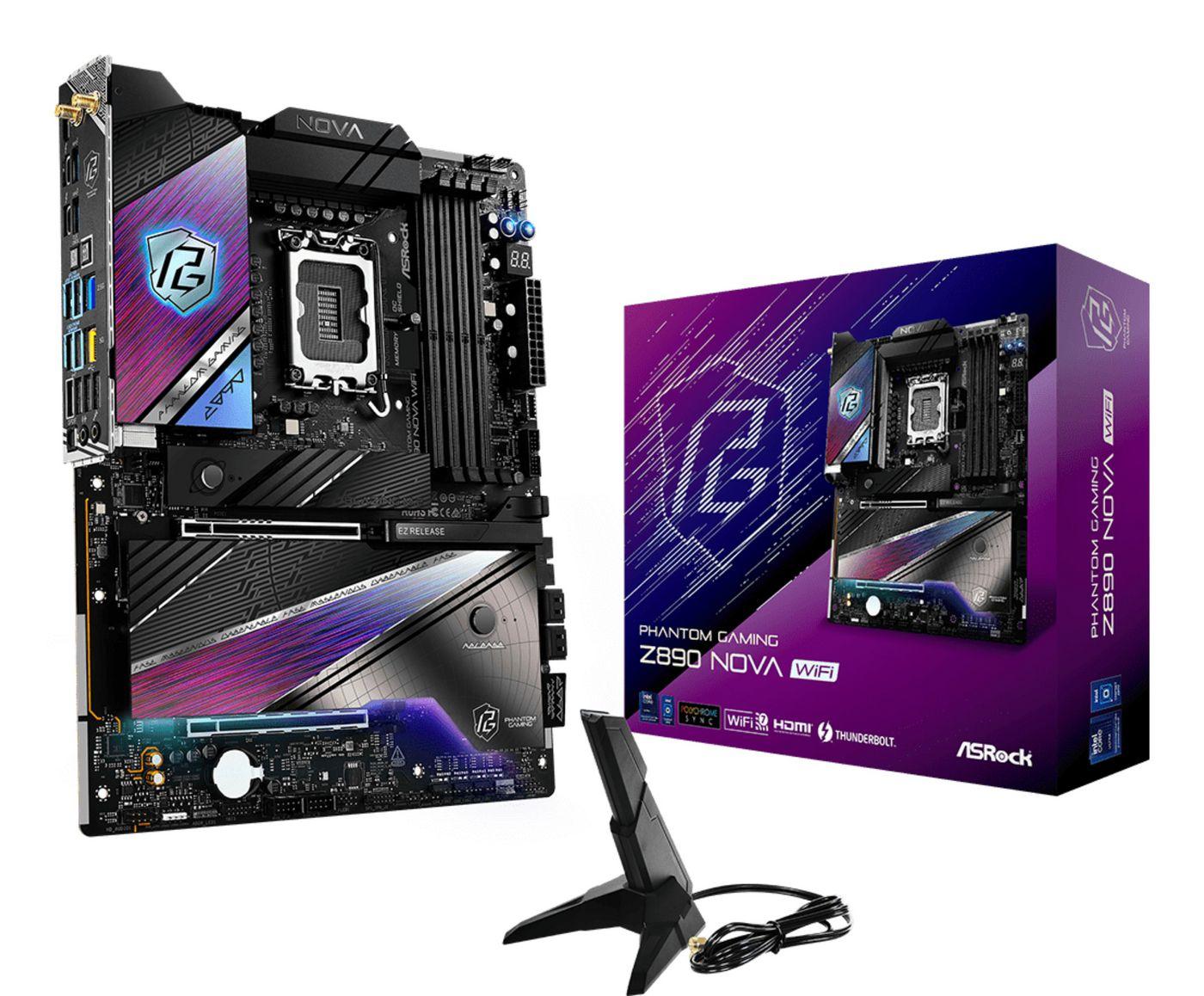 ASRock Z890 NOVA WIFI PHANTOM GAMING Intel 1851 Socket Motherboard ATX 4x DDR5 Slots 6x M.2 Sockets 3x USB-C Port Fitted I/O Sh