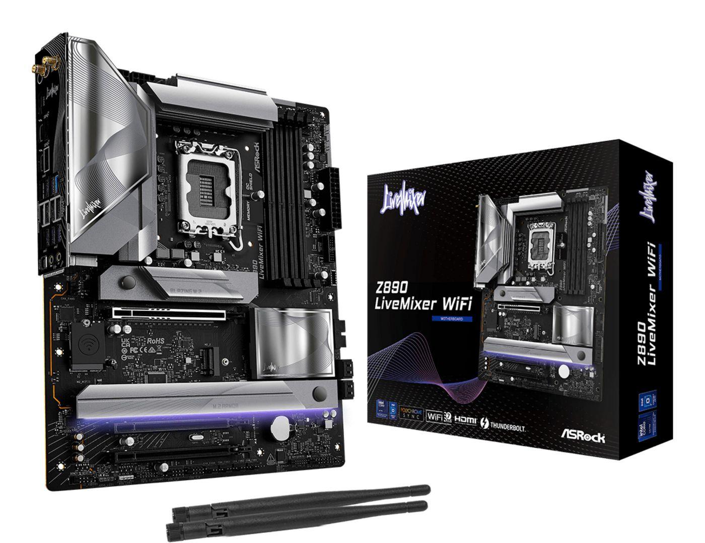 Asrock Z890 LIVEMIXER WIFI Intel Z890 1851 ATX 4 DDR5 HDMI 2 TB4 Wi-Fi 7 2.5G LAN RGB 4x M.2