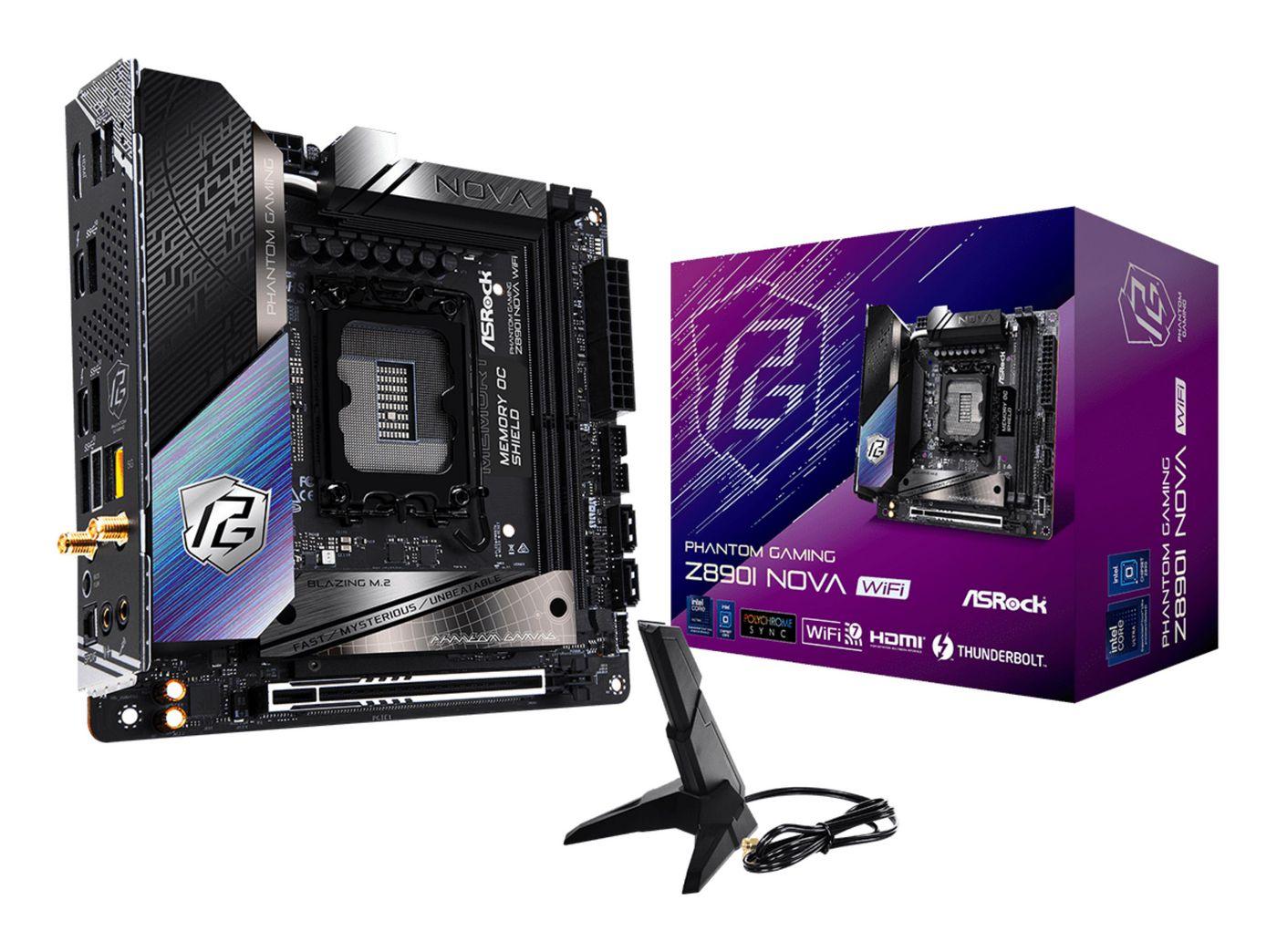 Asrock Z890I NOVA WIFI Intel Z890 1851 Mini ITX 2 DDR5 HDMI 2 TB4 Wi-Fi 7 5G LAN RGB 3x M.2