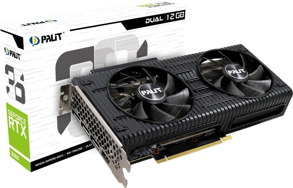 Palit NE63060019K9-190AD scheda video NVIDIA GeForce RTX 3060 12 GB GDDR6 (Palit RTX3060 DUAL, PCIe4, 12GB DDR6, HDMI, 3 DP, 17