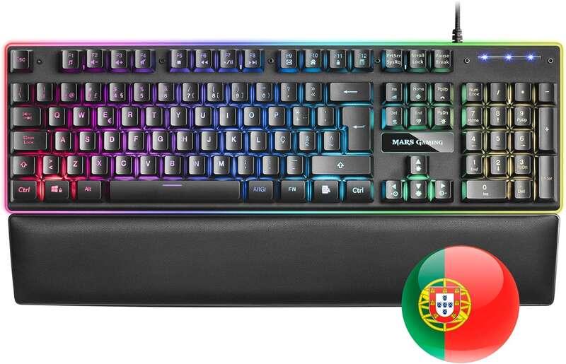 Tastiera Gaming Mars MK320 - 439x135x37mm - H-MECH Illuminazione RGB Poggiapolsi Imbottito - Ergonomia e Caratteristiche Profes