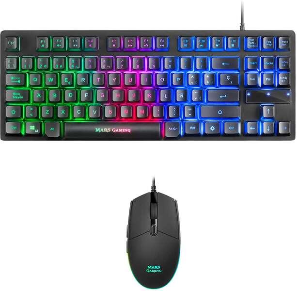 Mars Gaming MCPTKLES tastiera Mouse incluso USB Spagnolo Nero