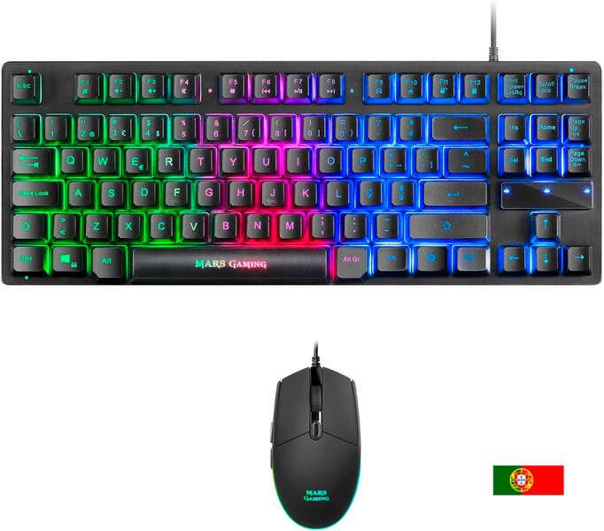 Mars Gaming Combo Gaming MCPTKL - Tastiera TKL e mouse leggero - Illuminazione RGB Breathing & Flow - Tecnologia H-Mech - Fino