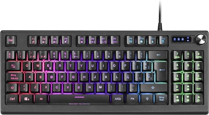 Tastiera Mars Gaming MKREVO TKL con tastierino numerico - Tecnologia H-Mech - Illuminazione RGB 12 modalit - Doppia rotella di