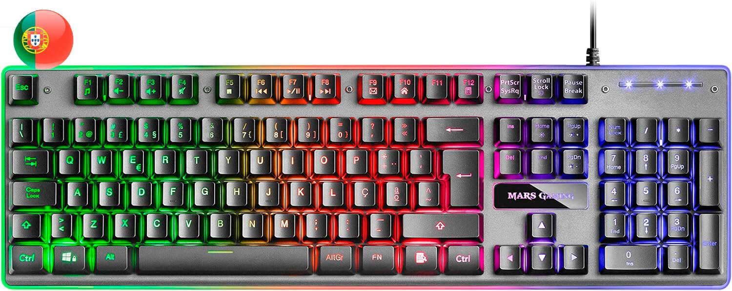 Tastiera da gioco Mars Gaming MK220 - Tecnologia H-MECH - Illuminazione FRGB Rainbow - Pannello in alluminio - Base in ABS rinf