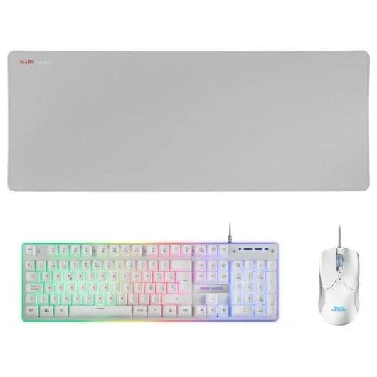Mars Gaming Pack Tastiera 3 in 1 con tecnologia ibrida H-Mech Antighosting USB RGB Mouse 10000dpi USB RGB Mouse Pad 800x300x4