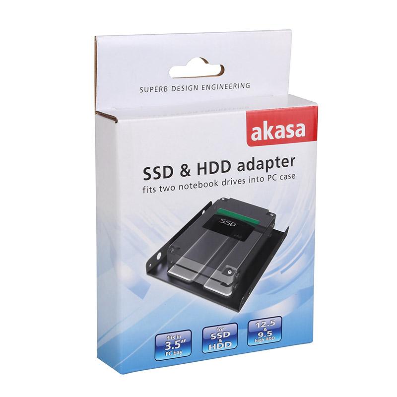 Akasa AK-HDA-03 kit di fissaggio (Akasa Dual 2.5 SSD / HDD Adapter Mount Fit 2 x 2.5 in a 3.5 bay)
