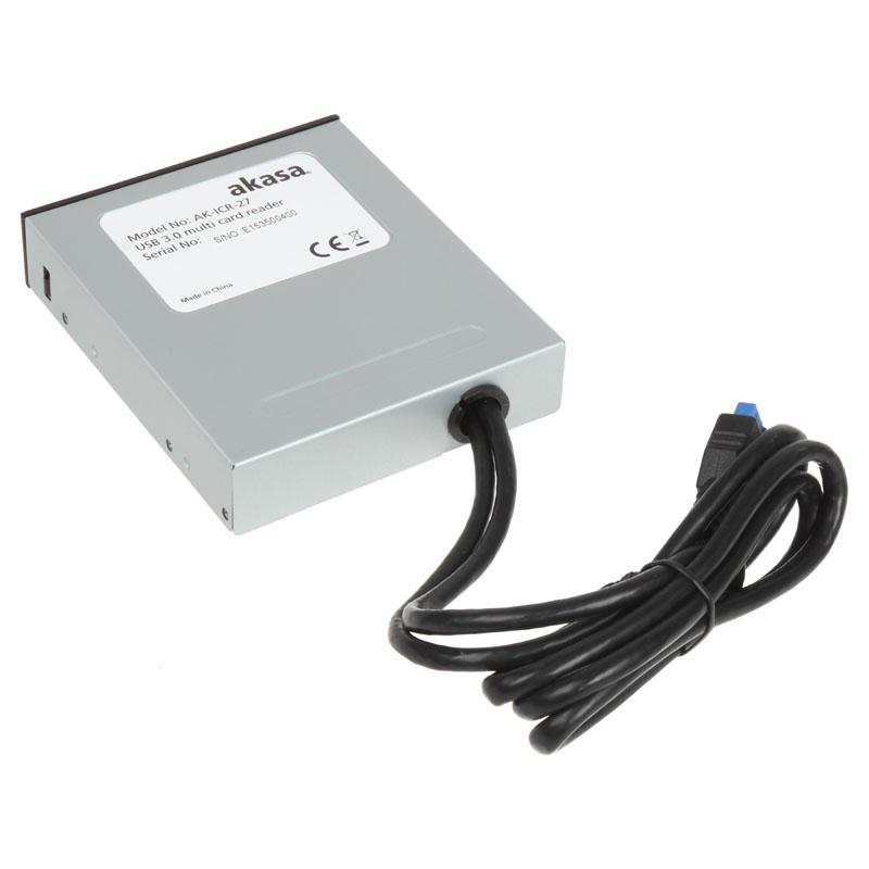Akasa AK-ICR-27 lettore di schede USB 3.2 Gen 1 [3.1 Gen 1] Interno Nero, Grigio (Akasa USB 3.0 Multi Card Reader, Supports CF/