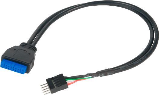Akasa AK-CBUB36-30BK cavo USB interno (Akasa USB 3.0 to USB 2.0 Adapter Cable USB 3.0 19-pin male to USB 2.0 internal 9-pin 30c
