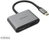 AKASA USB Tipo C 2 in 1 Display Adapter-Silver-Digital/Data-Digital/Display/Video Interfaccia/Adattatore HDMI, VGA (AK-CBCA23-1