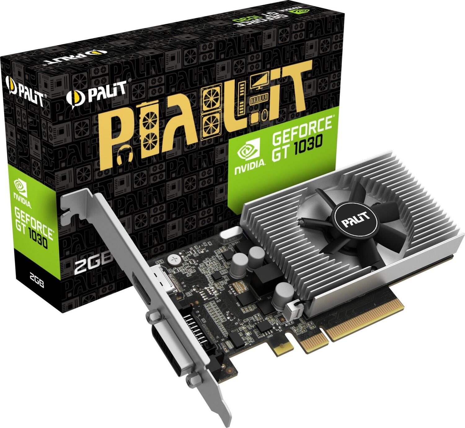 Palit NEC103000646-1082F scheda video NVIDIA GeForce GT 1030 2 GB GDDR4 (Palit GT1030 2GB DDR4 PCIe3 DVI HDMI 1379MHz Clock Low