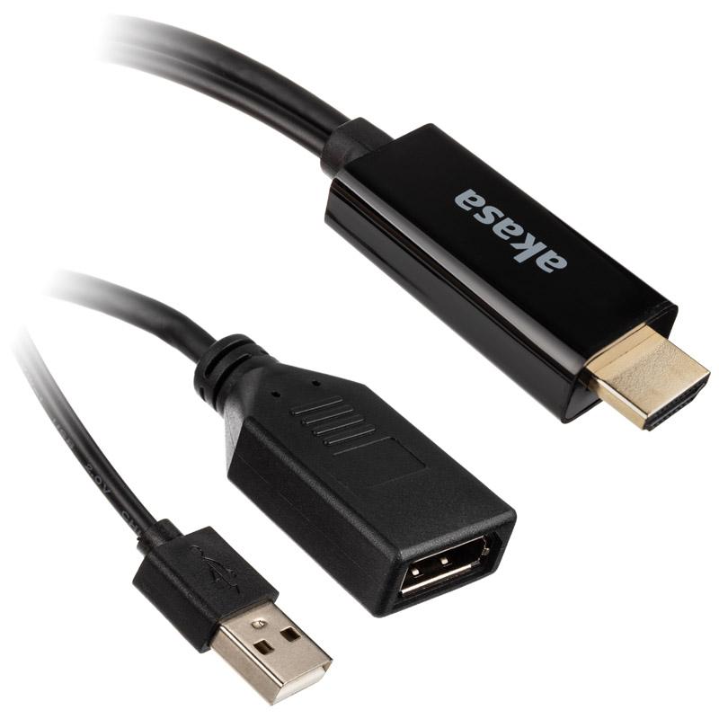 Akasa HDMI a DisplayPort Adapater Cavo - Black - Cavo - Digital/Display/Video Cavo HDMI 250 M HDMI Tipo A (standard) (AK -CBHD2