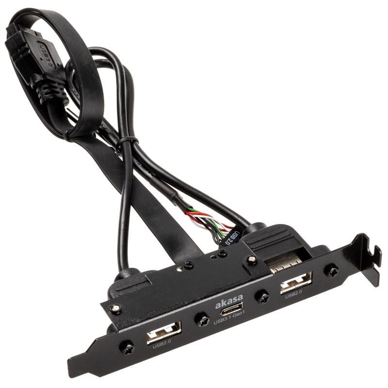 Akasa Cavo adattatore interno da USB 3.0/2.0 a USB-C esterno e 2x USB 2.0 Tipo-A - 40 cm nero (AK-CBUB53-40BK)