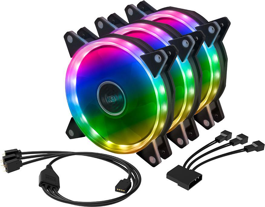 Akasa VEGAS AR7 Case per computer Dissipatore di calore/Radiatore 12 cm Nero, Trasparente 3 pz (Akasa Vegas AR7 ARGB Fan Triple