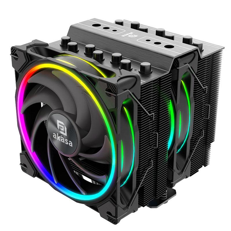 Akasa SOHO H7 Processore Raffreddatore d'aria 12 cm Nero 1 pz (Akasa Soho H7 ARGB CPU Cooler, Black, 2x 120mm PWM Fan, Dual Tow
