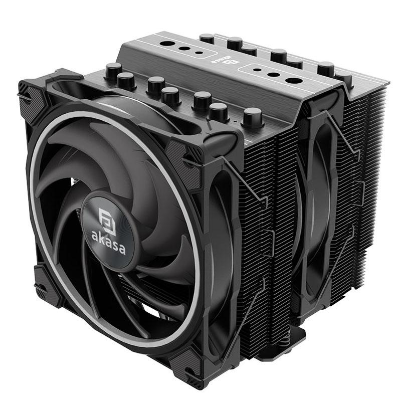 Akasa SOHO H7 Processore Raffreddatore d'aria 12 cm Nero 1 pz (Akasa Soho H7 ARGB CPU Cooler, Black, 2x 120mm PWM Fan, Dual Tow