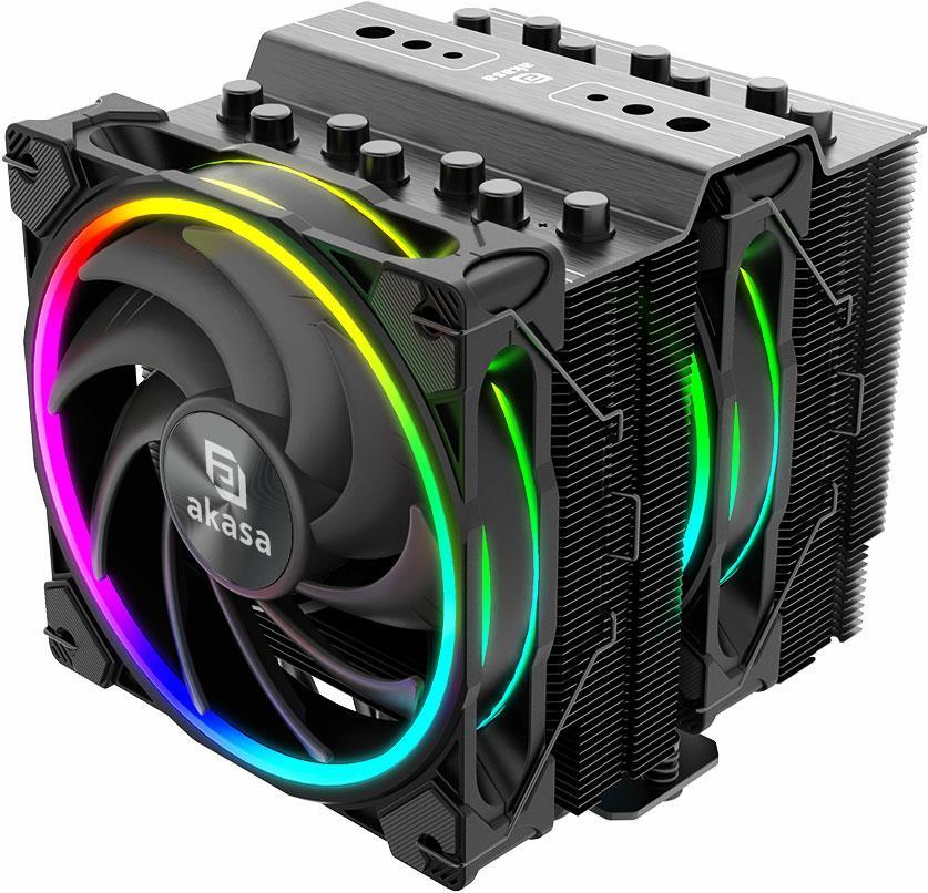 Akasa SOHO H7 Processore Raffreddatore d'aria 12 cm Nero 1 pz (Akasa Soho H7 ARGB CPU Cooler, Black, 2x 120mm PWM Fan, Dual Tow