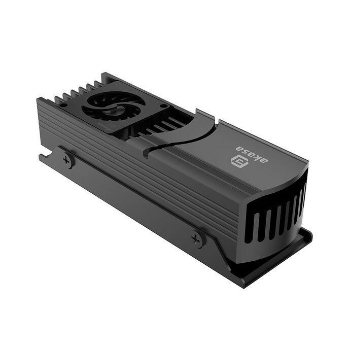 Akasa Gecko Pro LX M.2 SSD Heatsink, Active Cooling for M.2 NVMe PCIe 5.0, PWM Fan, Thermal Pads