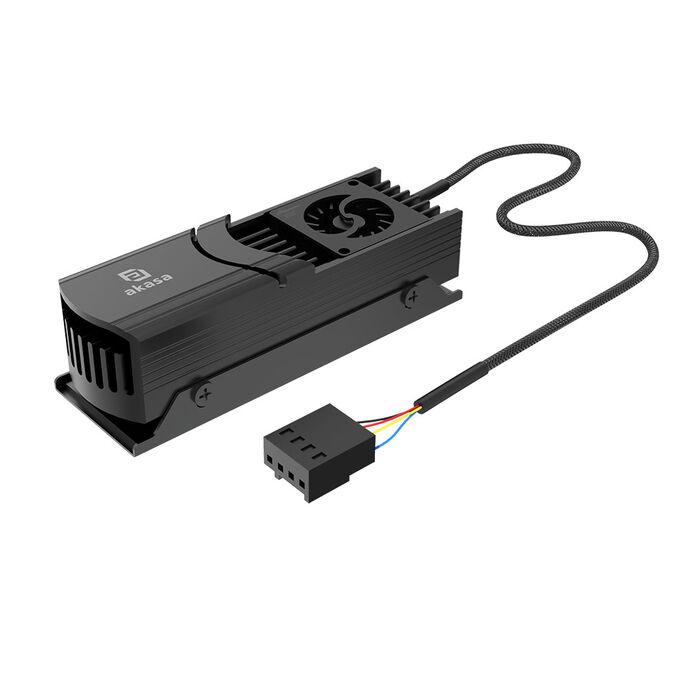 Akasa Gecko Pro LX M.2 SSD Heatsink, Active Cooling for M.2 NVMe PCIe 5.0, PWM Fan, Thermal Pads