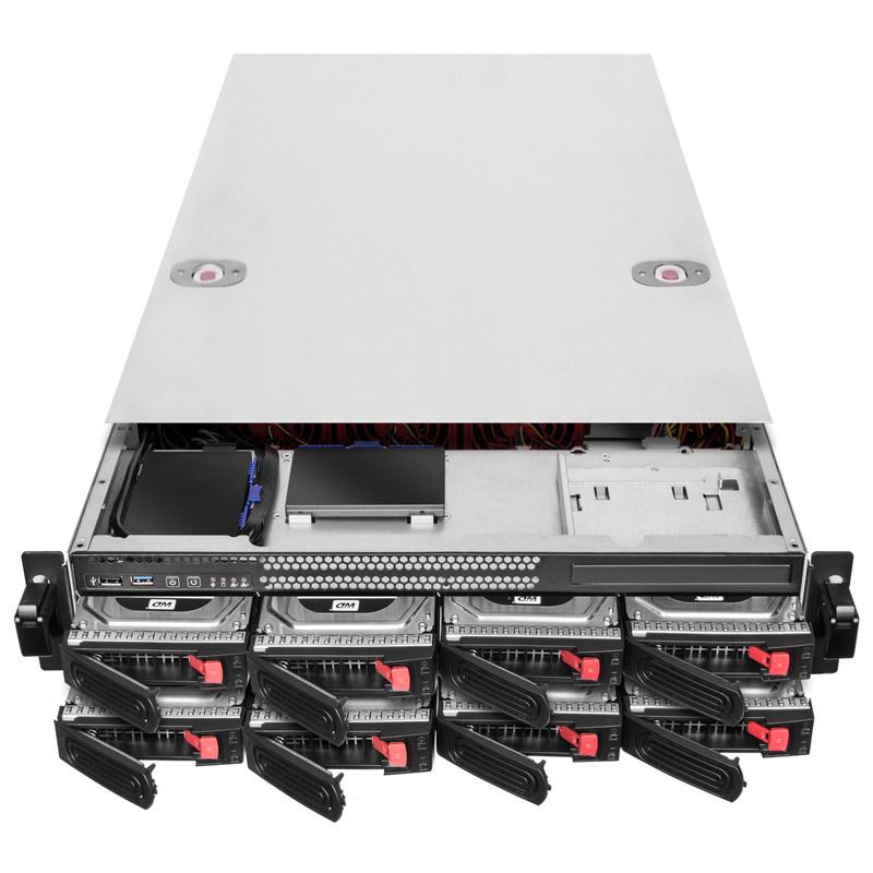 Alloggiamento per server con montaggio su rack RM22-308, 2U, E-ATX - nero