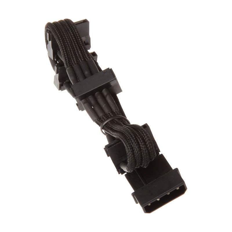 Silverstone 0.3m, Molex 4p/4xSATA 0,3 m (Silverstone 4-pin Molex to 4x SATA 30cm Extension - Black)
