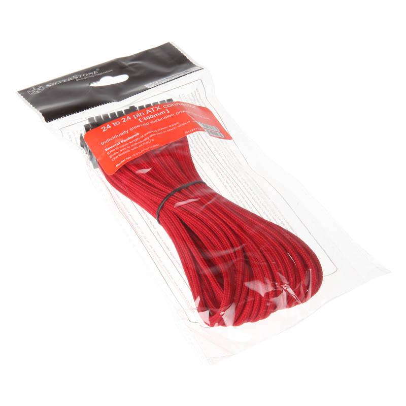 Silverstone 24pin -24pin, 0.3m 0,3 m (Silverstone 24-pin ATX 30cm Extension - Red)