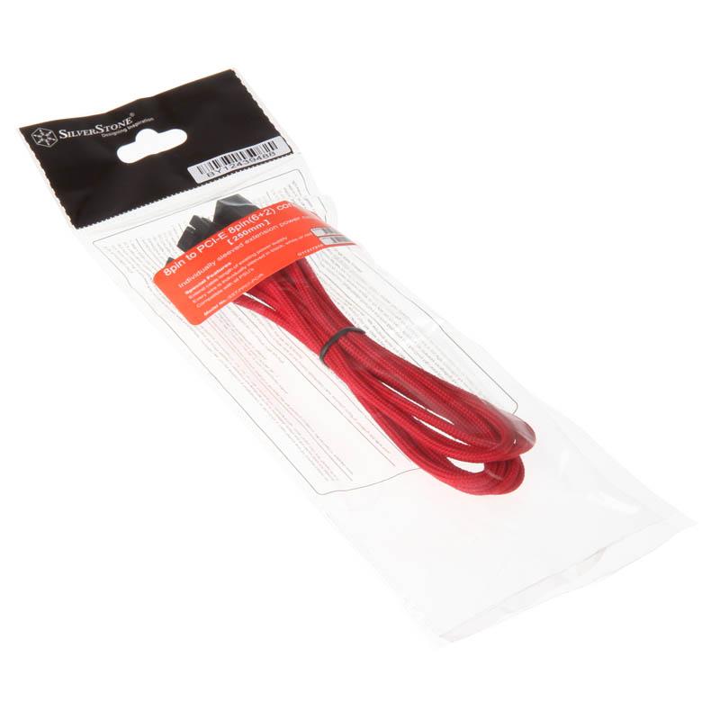 Silverstone 0.25m, 8p/PCI-E 8pin[6+2] 0,25 m (Silverstone 8-pin PCIe 6+2 Pin 25cm PCIe Extension - Red)