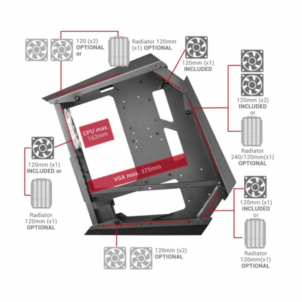 Mars Gaming MC51 Premium Tower - 5 ventole ARGB - Controller con telecomando - Doppia finestra in vetro temperato - 40 effetti