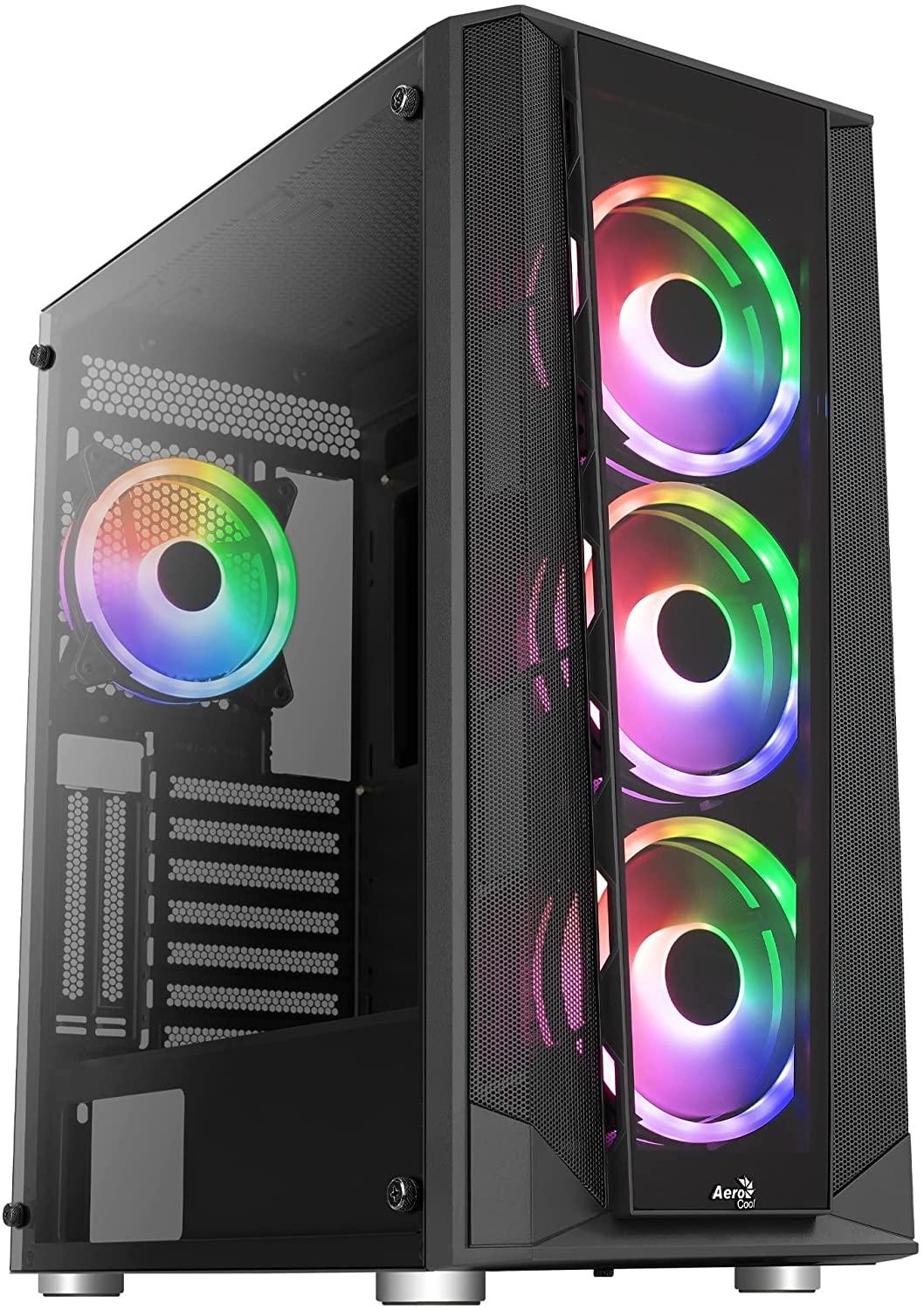 AEROCOOL PRISM ARGB MIDI-TOWER, TEMPERED GLASS - BLACK
