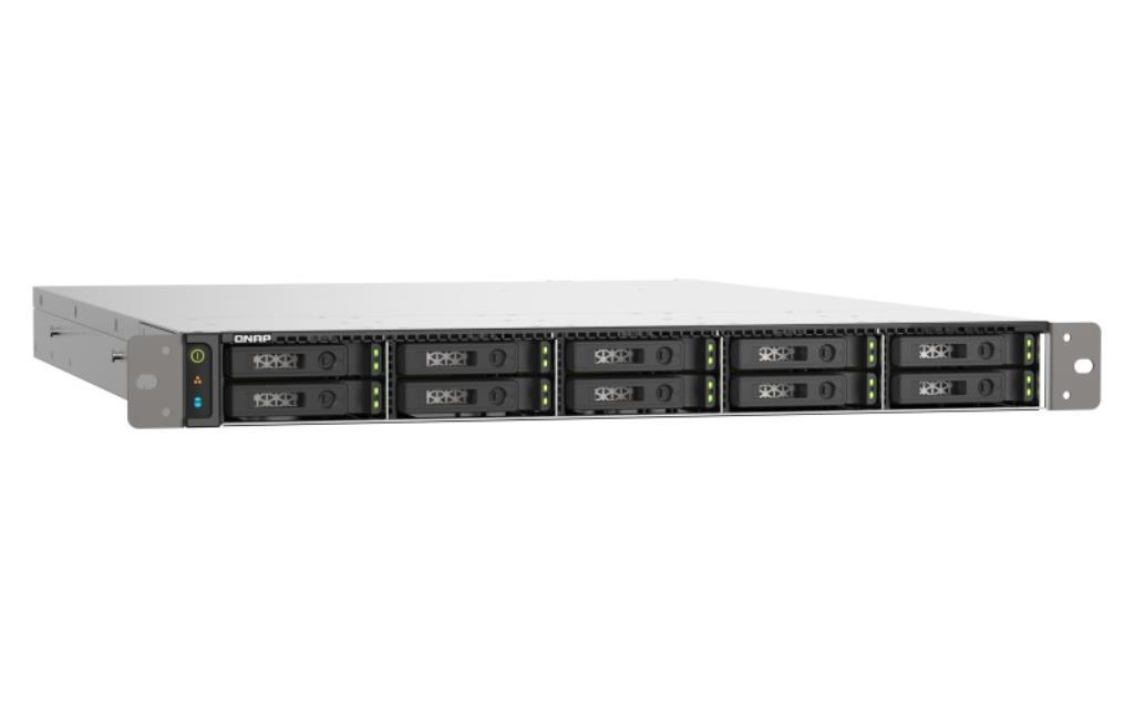 QNAP NAS - 1U 10-bay all flash NAS, U.2/U.3 NVMe PCIe Gen4 x4 and SATA 6Gbps bays, AMD EPYC 7302P 16C 32T 3.1GHz, boost up to 3