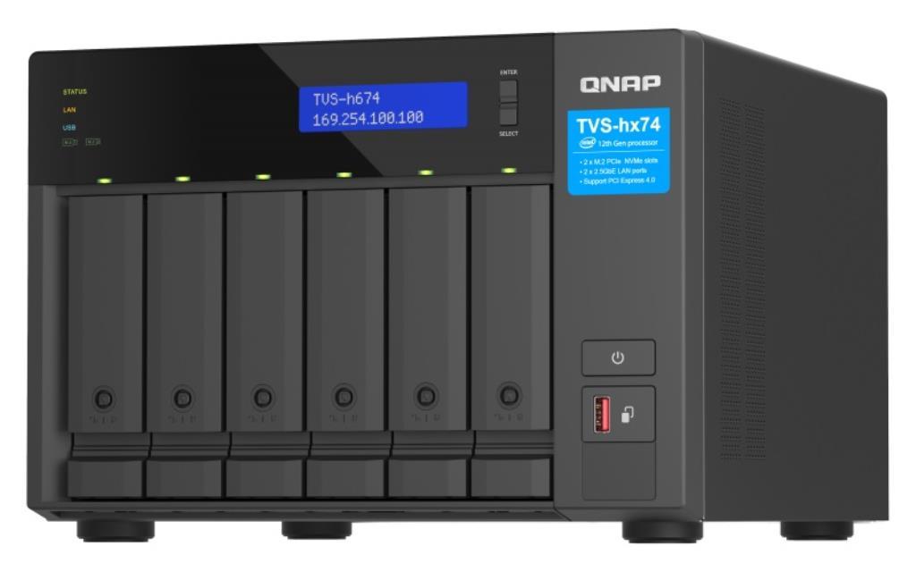 QNAP NAS TVS-h674-i3-16G 6-bay QuTS hero NAS Intel Core i3-12100 4-core/8-thread up to 4.3GHz 16GB SO-DIMM DDR4(max.128GB) 6 x