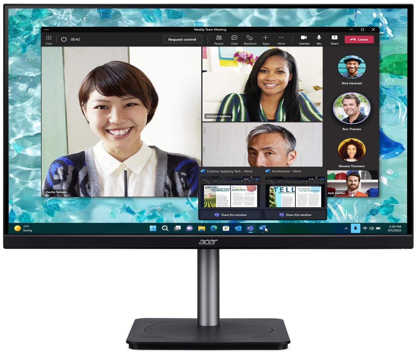 MONITOR ACER LCD 27" Wide CB273UEBEMIPRUZXV UM.HB3EE.E02 VA 2560x1440 4ms 350cd/m 100.000.0001 HDMI DP TYPEC RJ45 Vesa