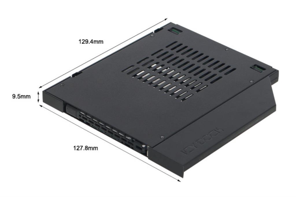 IcyDock ToughArmor MB411SPO-2B - 2.5" SSD / HDD Hot-Swap SATA Mobile Rack for 9.5mm Ultra Slim CD/DVD-ROM Optical Bay