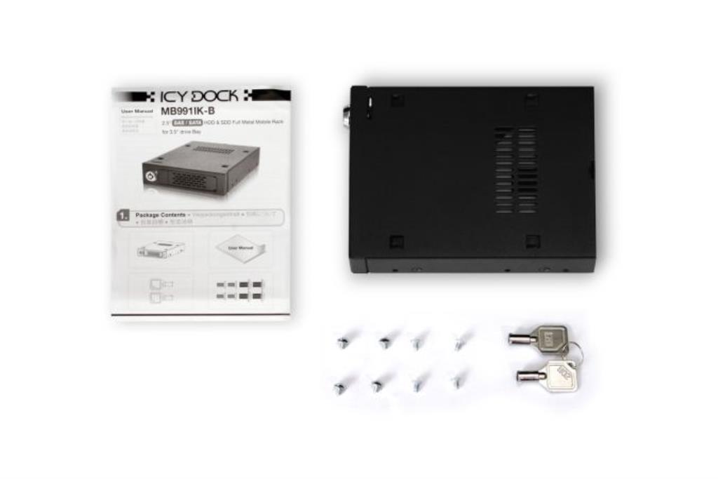 IcyDock ToughArmor MB991IK-B - Rugged Full Metal 2.5? SAS/SATA HDD & SSD Mobile Rack for External 3.5" Drive Bay