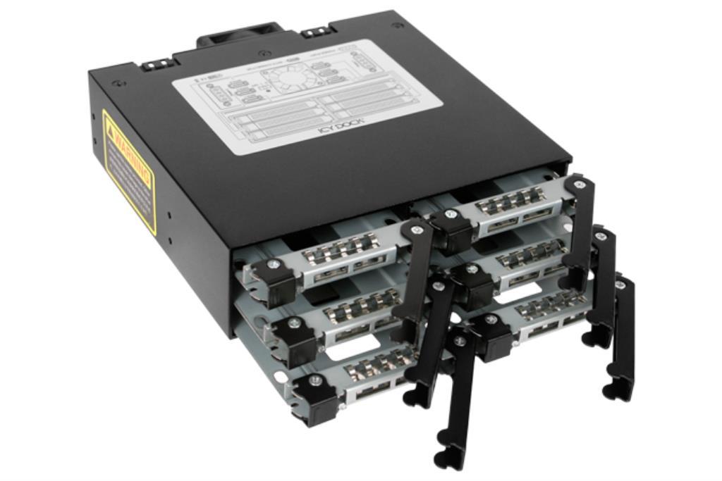 IcyDock ToughArmor ToughArmor MB996SP-6SB - Rugged Full Metal 6 Bay 2.5" SATA HDD & SSD Backplane Cage for External 5.25" Bay