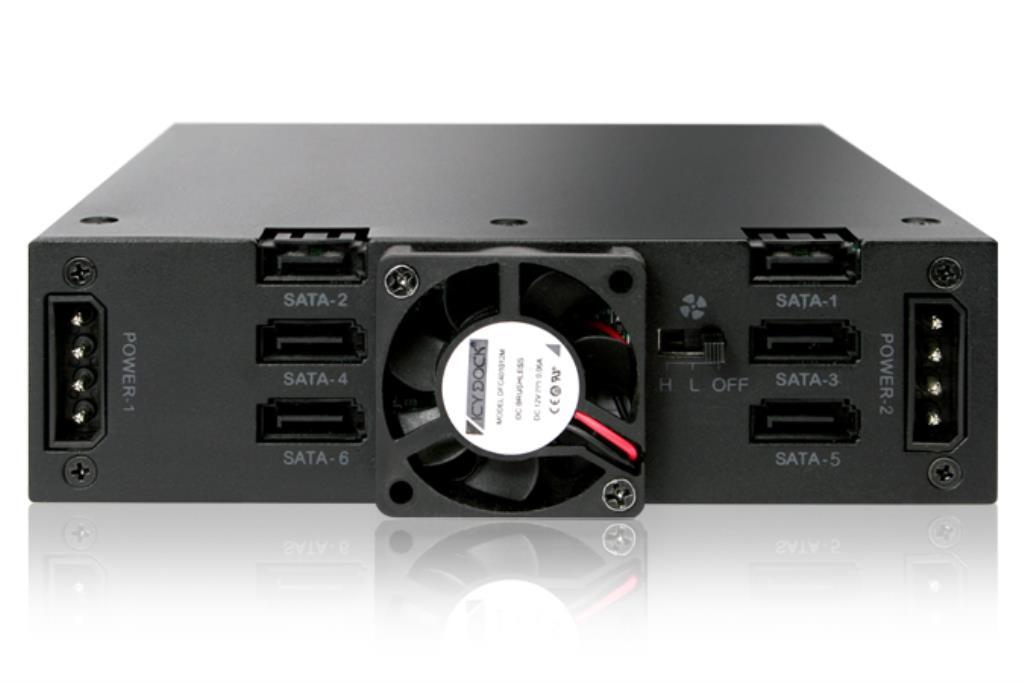 IcyDock ToughArmor ToughArmor MB996SP-6SB - Rugged Full Metal 6 Bay 2.5" SATA HDD & SSD Backplane Cage for External 5.25" Bay