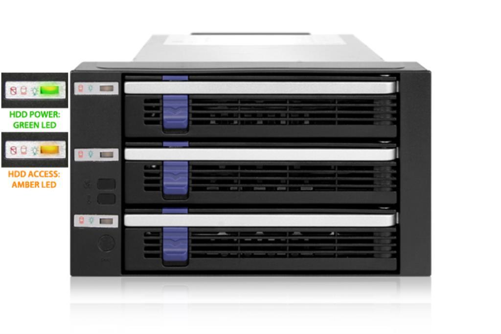 IcyDock FatCage MB153SP-B - 3 Bay EZ-Tray 3.5" SATA Hard Drive Hot-Swap Backplane Cage in 2x External 5.25" Bay