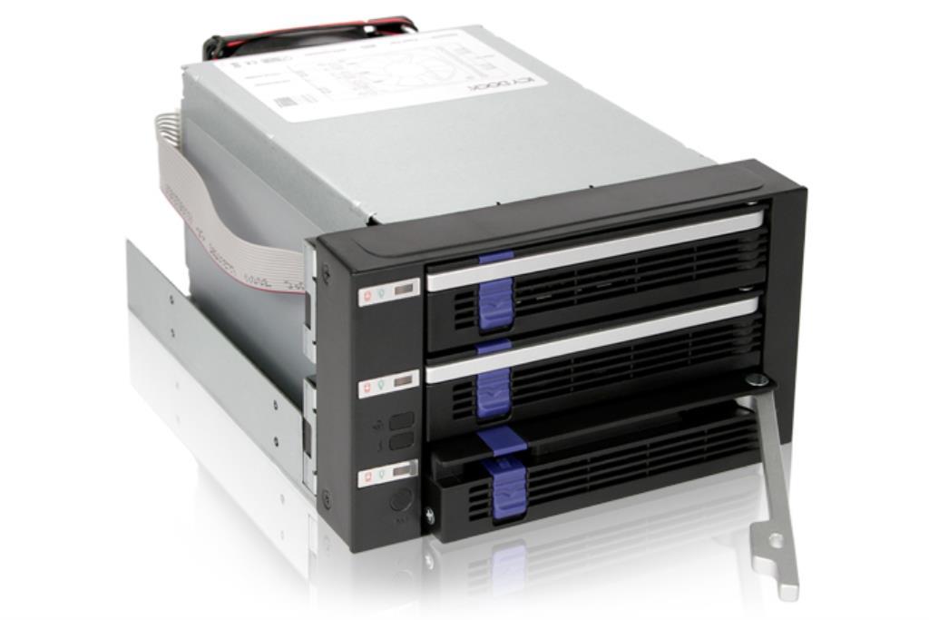 IcyDock FatCage MB153SP-B - 3 Bay EZ-Tray 3.5" SATA Hard Drive Hot-Swap Backplane Cage in 2x External 5.25" Bay