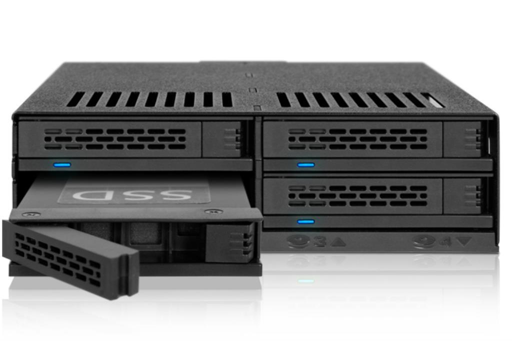 IcyDock ExpressCage MB324SP-B - 4 Bay 2.5" SAS/SATA HDD & SSD Hot Swap Cage for External 5.25" Bay