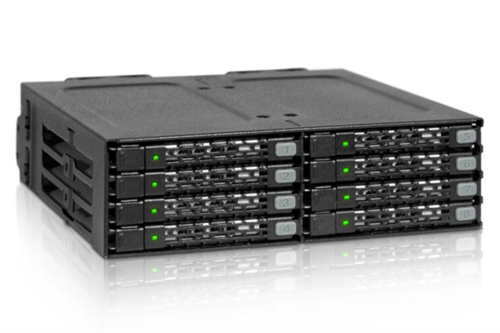 IcyDock ToughArmor MB998SP-B - Rugged Full Metal 8 Bay 2.5" SATA HDD & SSD (7mm) Backplane Cage for External 5.25" Bay