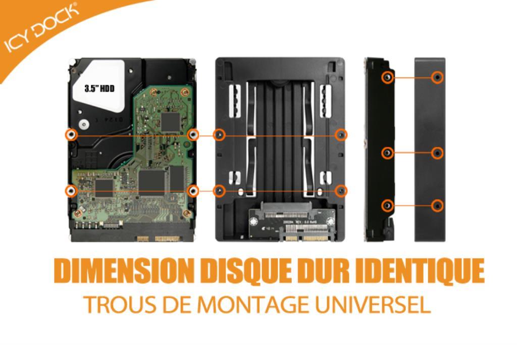 IcyDock EZConvert Lite MB882SP-1S-3B - Light Weight Open Air 2.5? to 3.5? SAS / SATA (22pin) HDD & SSD Converter / Mounting Kit