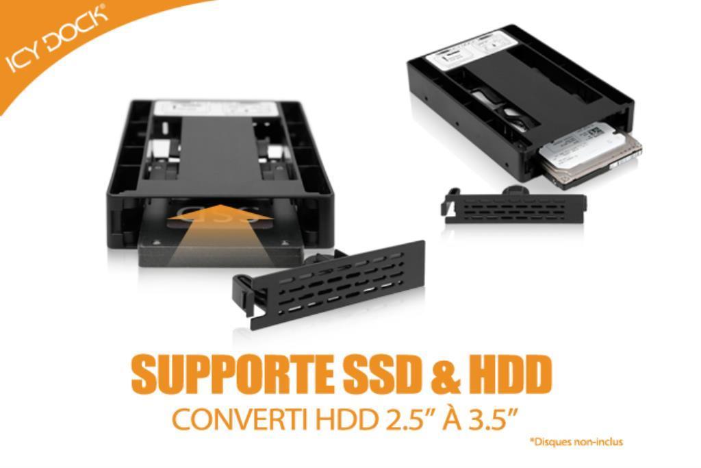 IcyDock EZConvert Lite MB882SP-1S-3B - Light Weight Open Air 2.5? to 3.5? SAS / SATA (22pin) HDD & SSD Converter / Mounting Kit