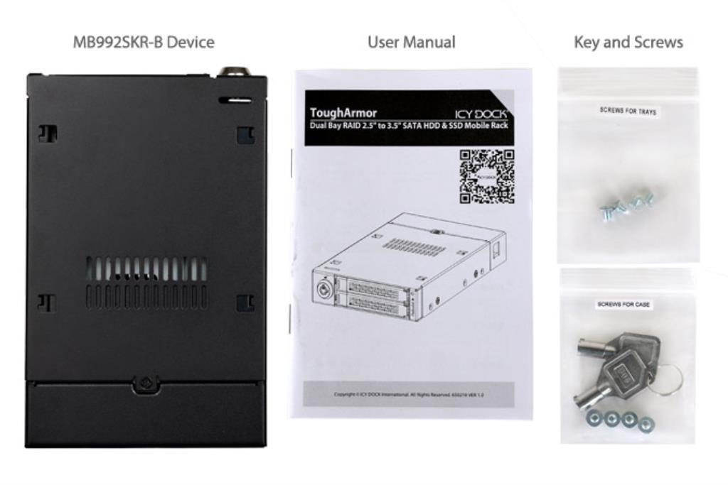 IcyDock ToughArmor RAID - Rack amovibile con serratura 2 alloggiamenti per HDD/SSD SATA 2,5 - con cassetti