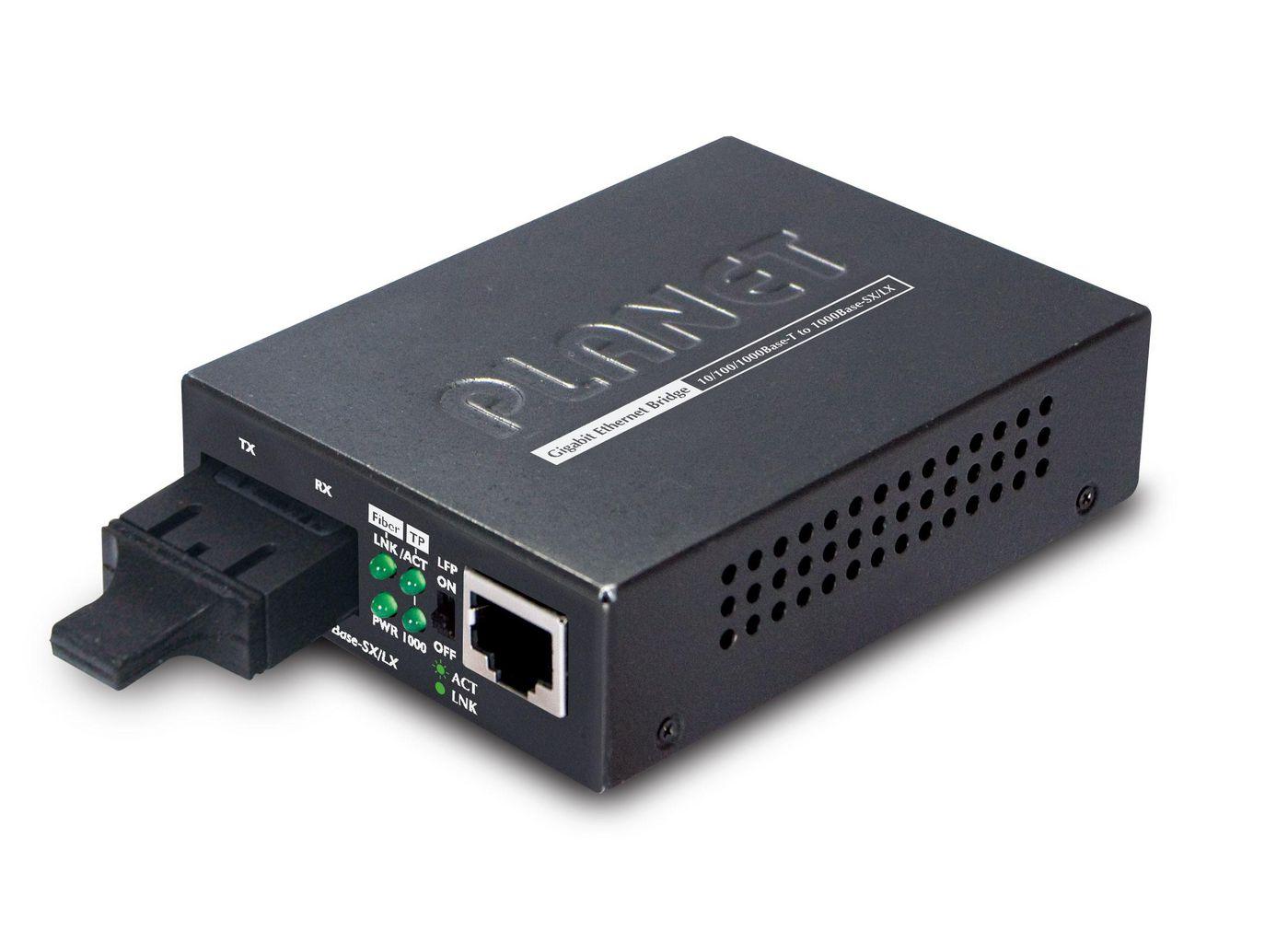 PLANET GT-802S convertitore multimediale di rete 1000 Mbit/s 1310 nm Nero (1000Base-T to 1000Bse-LX - Gigabit Converter Single